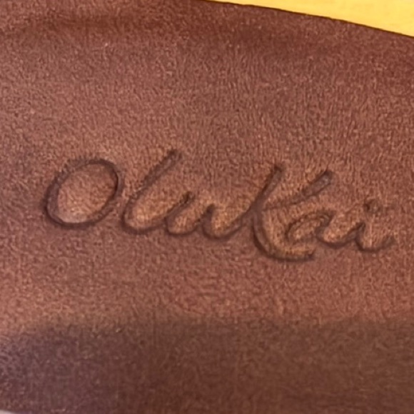 Olukai Brown Kamala Leather clogs with wooden wedge heels size 7 - Picture 2 of 10